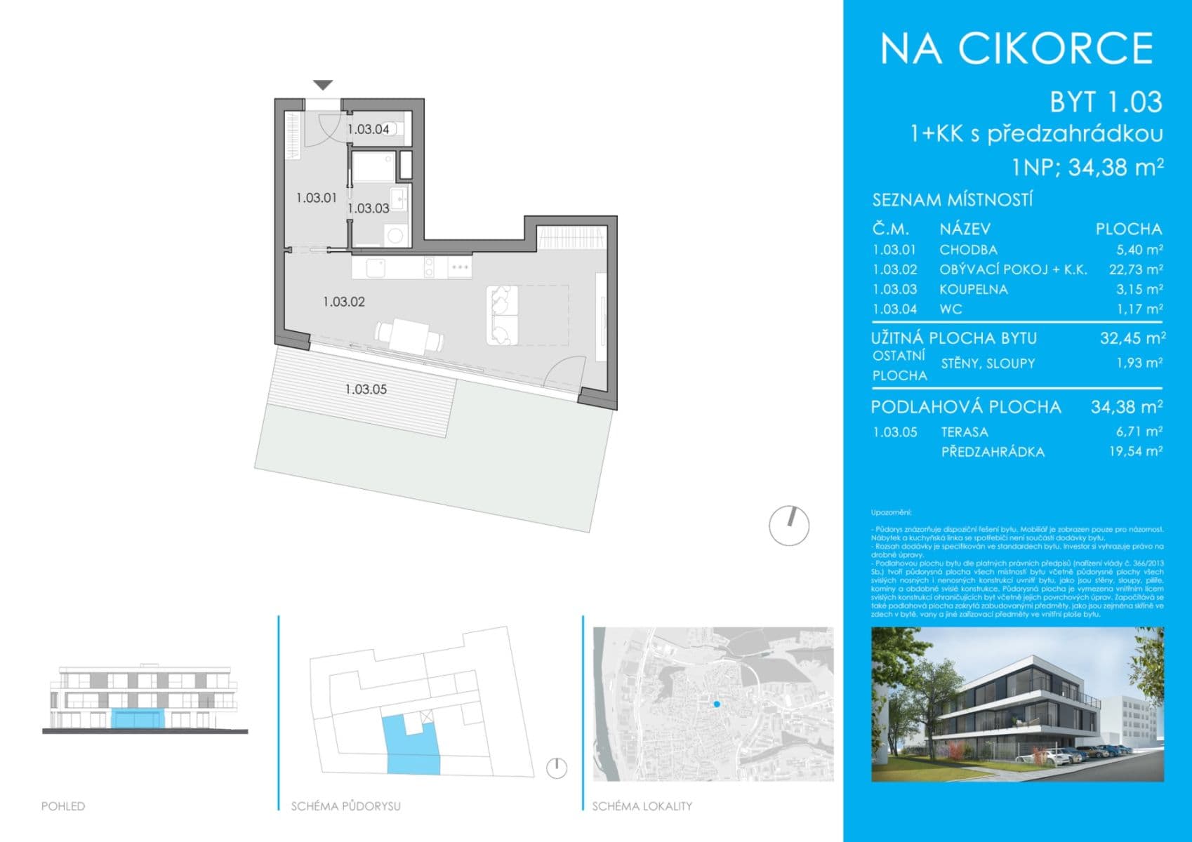 Prodej bytu 1+kk 34 m², Na Cikorce, Praha, Praha Prodej bytu 1+kk 34 m², Na Cikorce, Praha, Praha