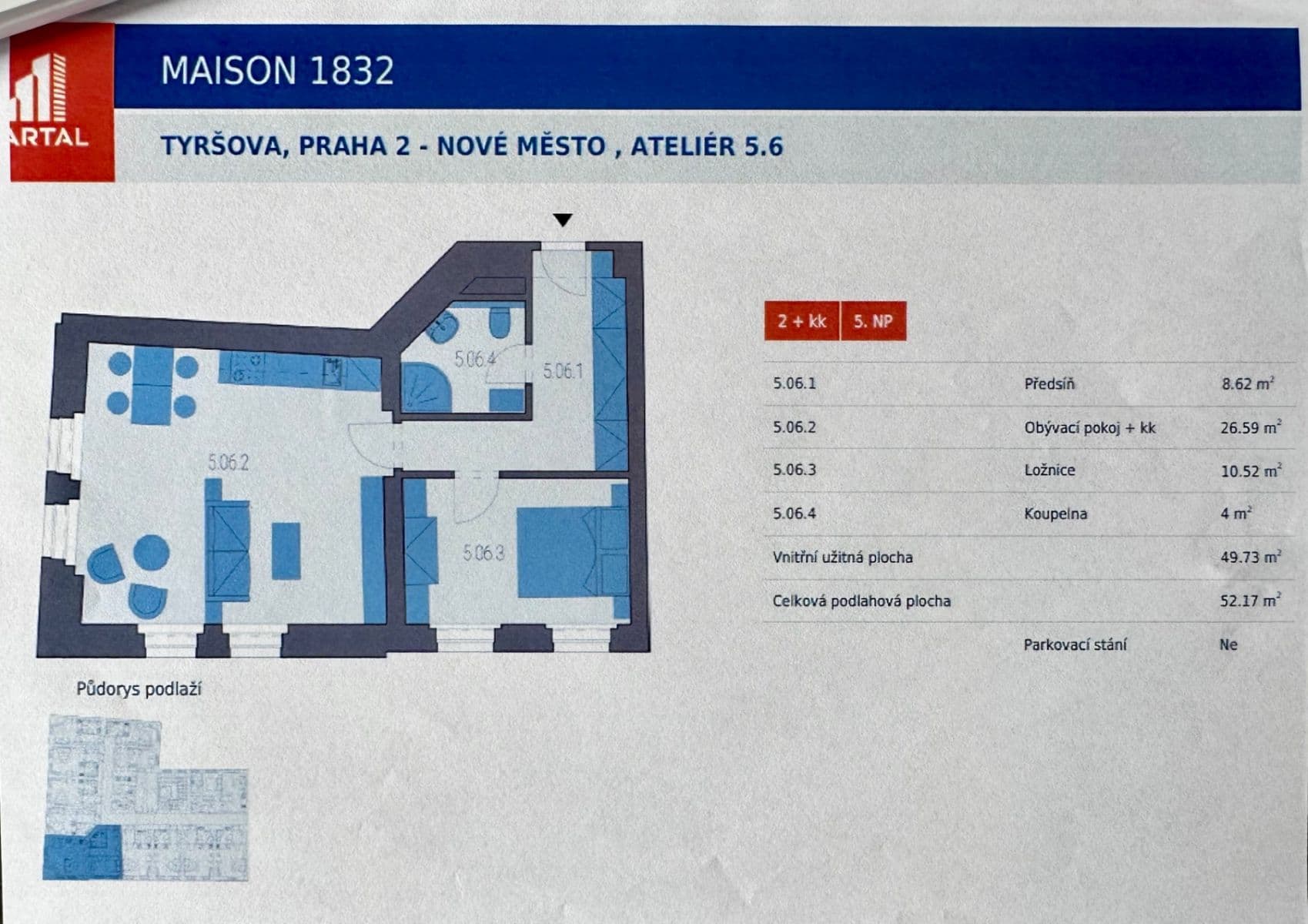 Prodej bytu 2+kk 56 m², Tyršova, Praha, Praha Prodej bytu 2+kk 56 m², Tyršova, Praha, Praha