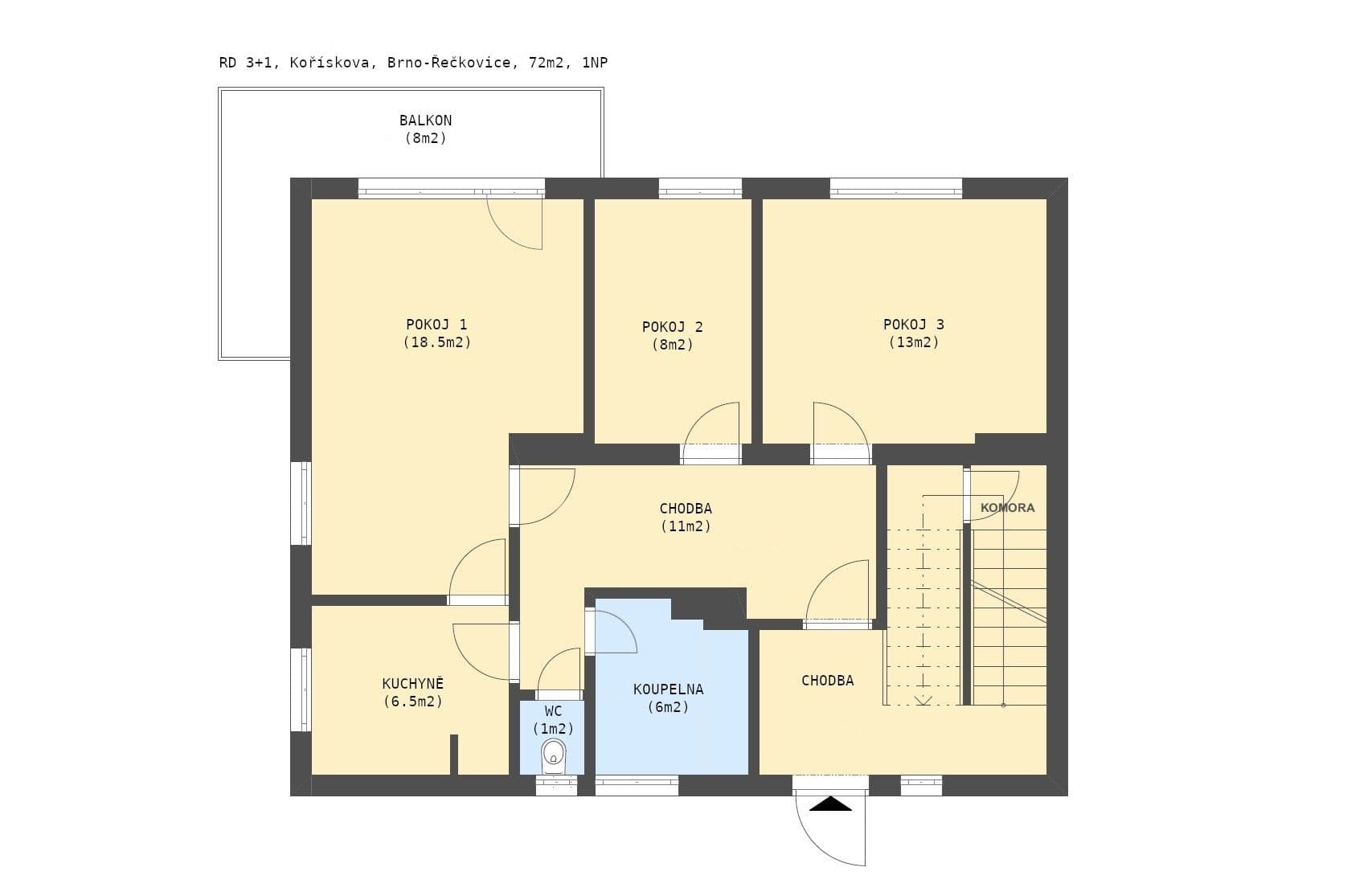 Pronájem bytu 3+1 72 m², Kořískova, Brno, Jihomoravský kraj Pronájem bytu 3+1 72 m², Kořískova, Brno, Jihomoravský kraj