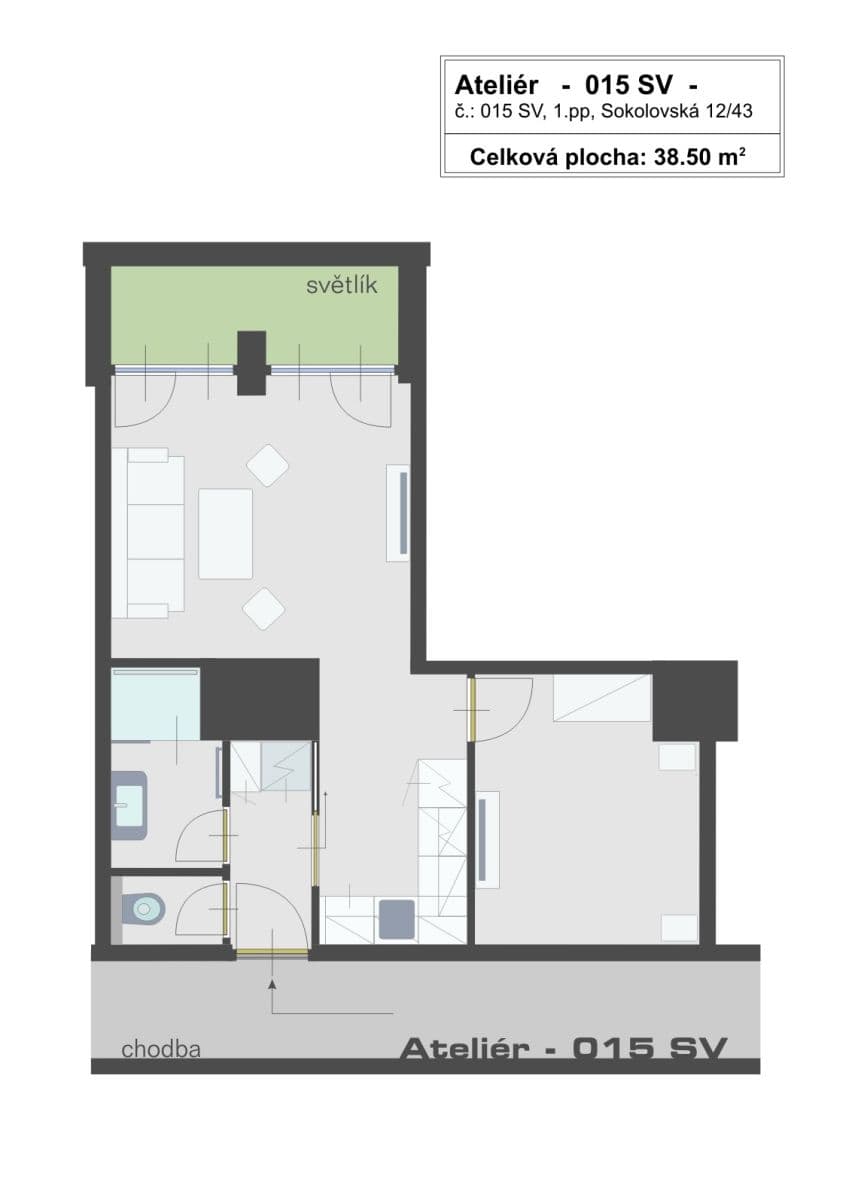 Pronájem bytu 2+1 39 m², Sokolovská, Praha, Praha Pronájem bytu 2+1 39 m², Sokolovská, Praha, Praha