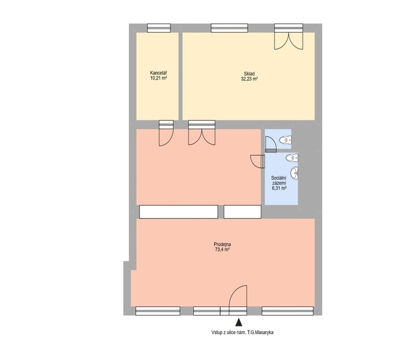 Pronájem nebytového prostoru 122 m², nám. T. G. Masaryka, Havířov, Moravskoslezský kraj Pronájem nebytového prostoru 122 m², nám. T. G. Masaryka, Havířov, Moravskoslezský kraj