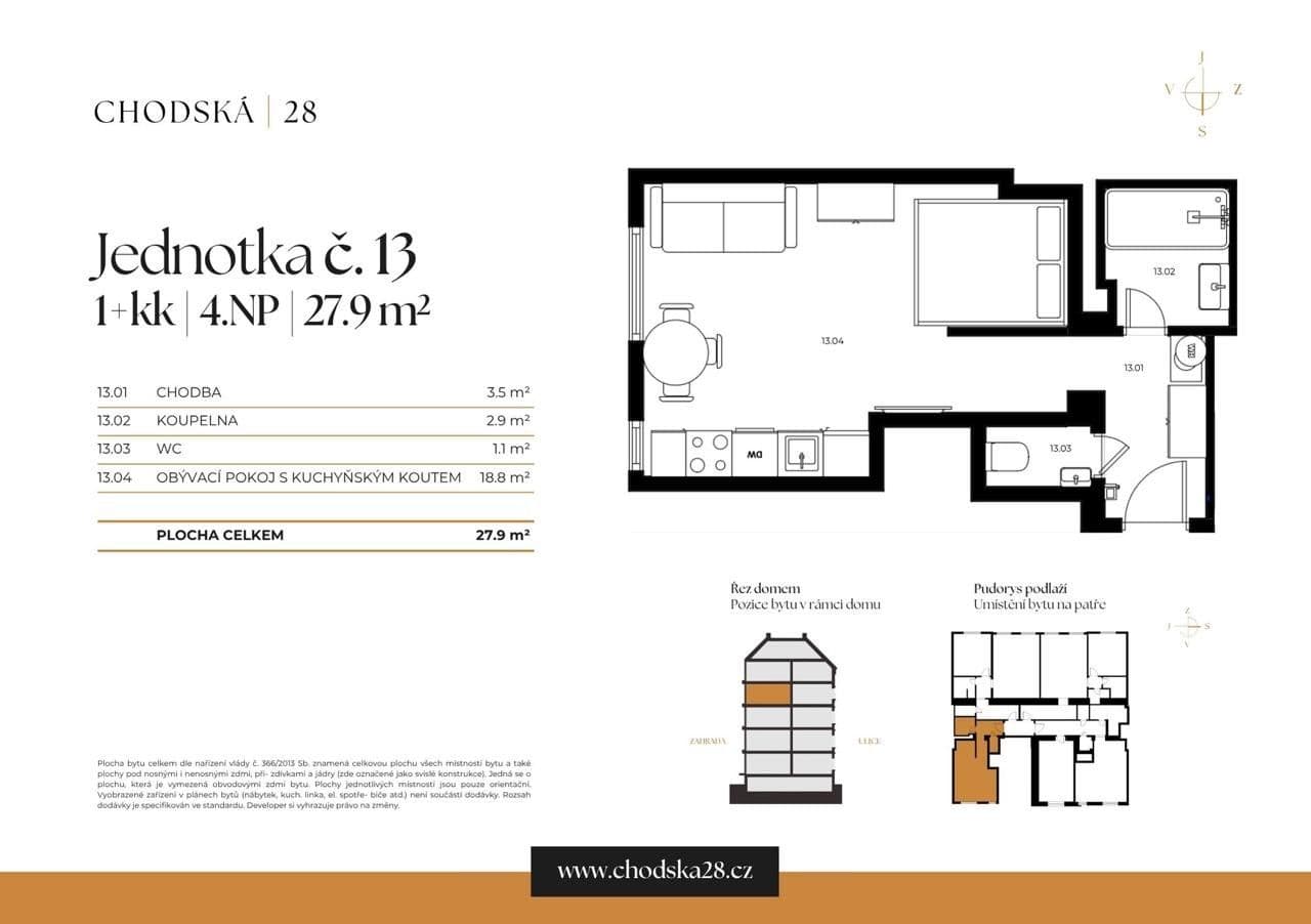 Prodej bytu 1+kk 28 m², Chodská, Praha, Praha Prodej bytu 1+kk 28 m², Chodská, Praha, Praha
