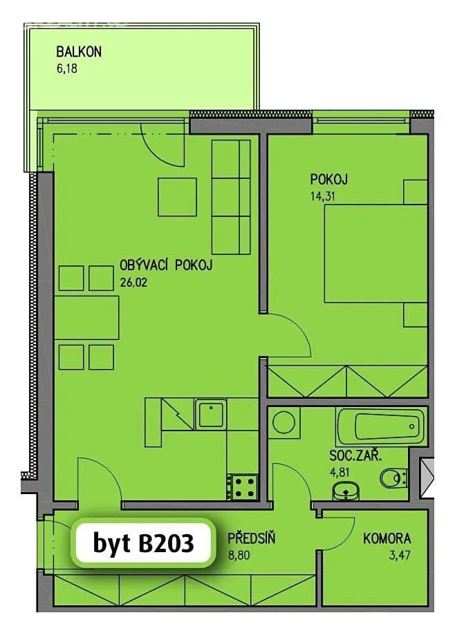 Pronájem bytu 2+kk 60 m², Kutrovická, Praha, Praha Pronájem bytu 2+kk 60 m², Kutrovická, Praha, Praha