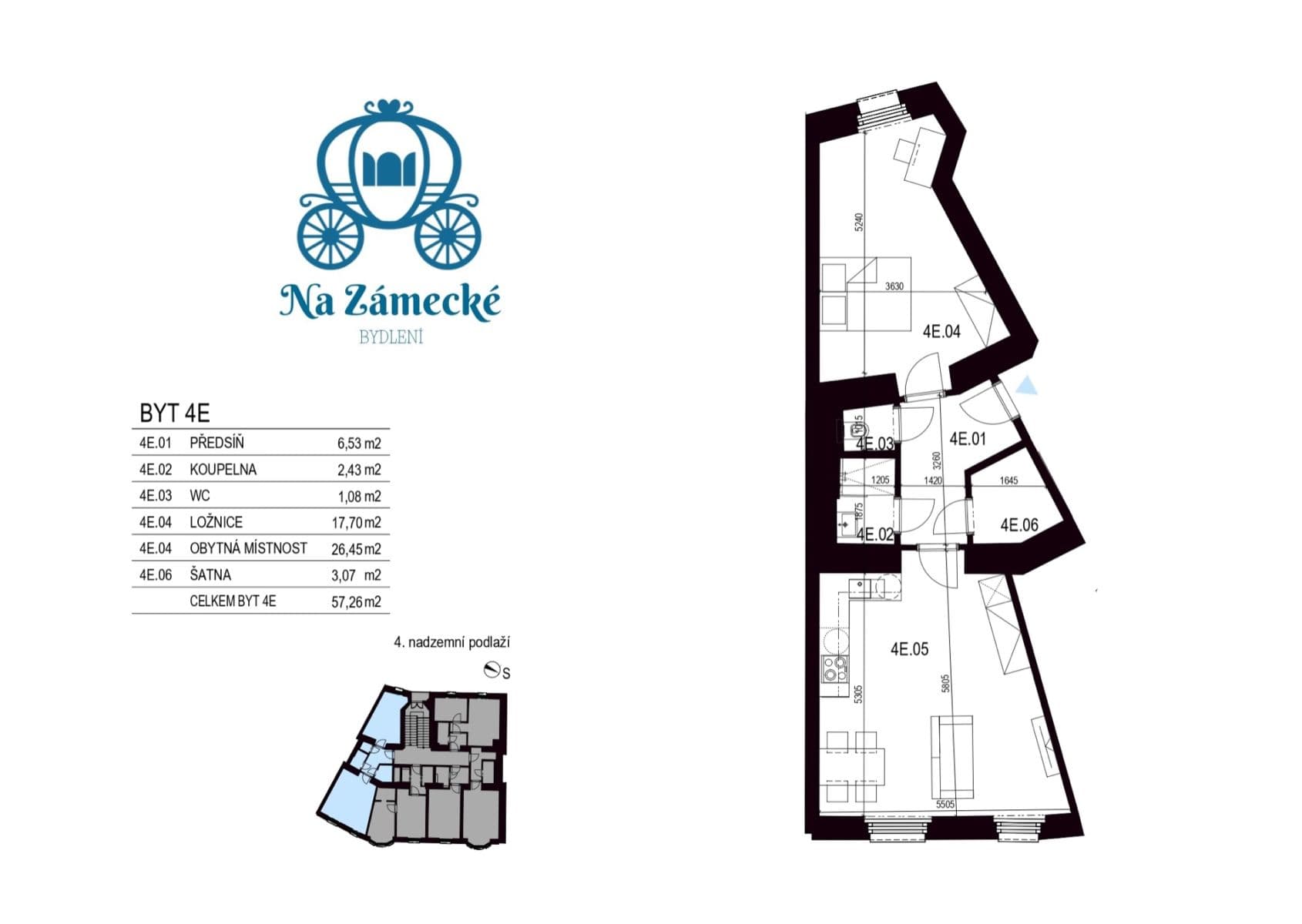 Pronájem bytu 2+kk 56 m², Na Zámecké, Praha, Praha Pronájem bytu 2+kk 56 m², Na Zámecké, Praha, Praha
