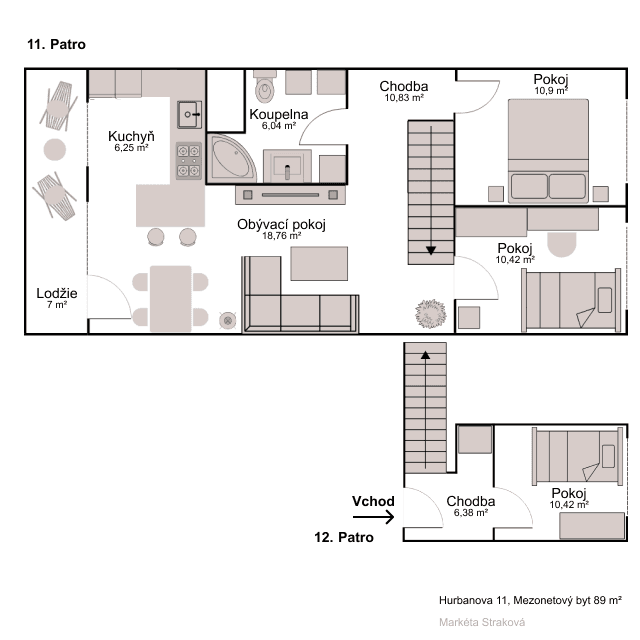 Prodej bytu 4+kk 80 m², Hurbanova, Praha, Praha Prodej bytu 4+kk 80 m², Hurbanova, Praha, Praha
