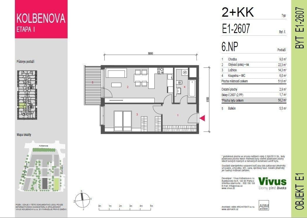 Pronájem bytu 2+kk 52 m², Smržových, Praha, Praha Pronájem bytu 2+kk 52 m², Smržových, Praha, Praha