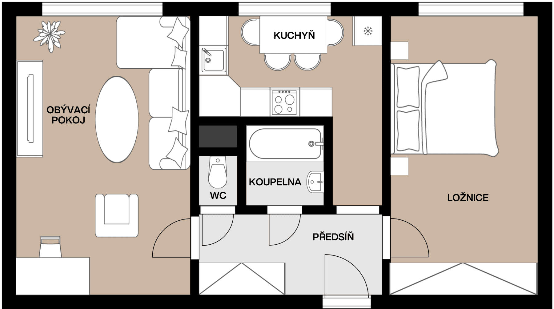 Prodej bytu 2+1 54 m², Lipecká, Praha, Praha Prodej bytu 2+1 54 m², Lipecká, Praha, Praha