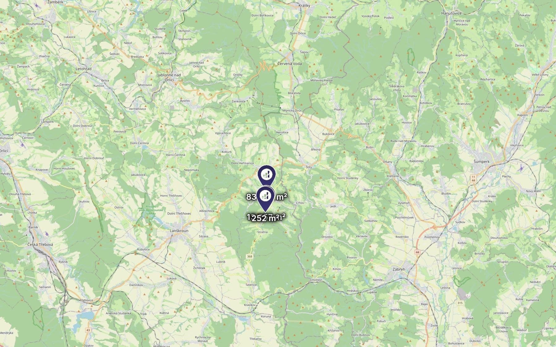 Prodej pozemku 97.502 m², Cotkytle, Pardubický kraj Prodej pozemku 97.502 m², Cotkytle, Pardubický kraj