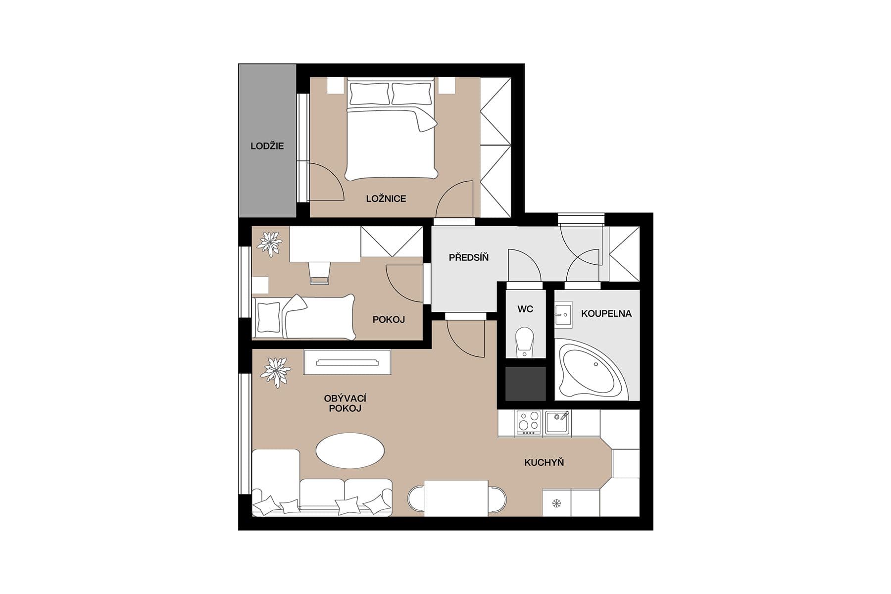 Prodej bytu 3+kk 54 m², Cafourkova, Praha, Praha Prodej bytu 3+kk 54 m², Cafourkova, Praha, Praha