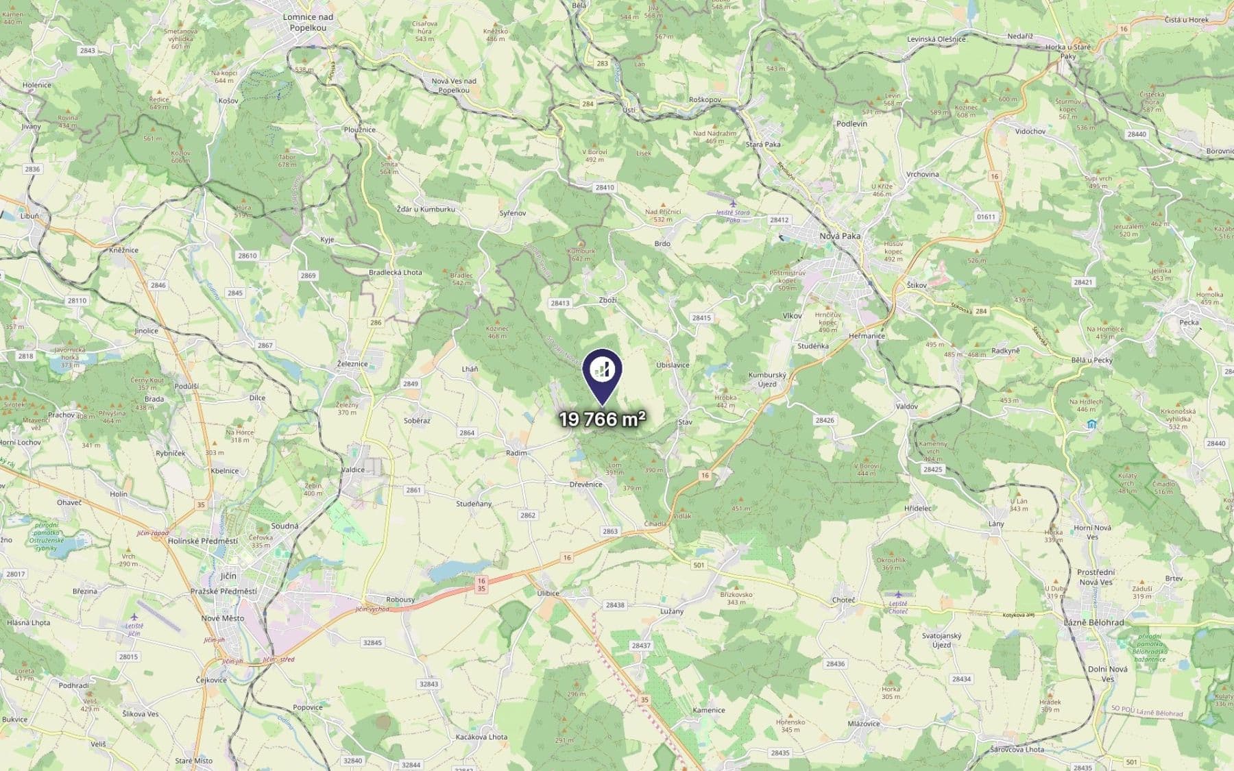 Prodej pozemku 19.766 m², Úbislavice, Královéhradecký kraj Prodej pozemku 19.766 m², Úbislavice, Královéhradecký kraj