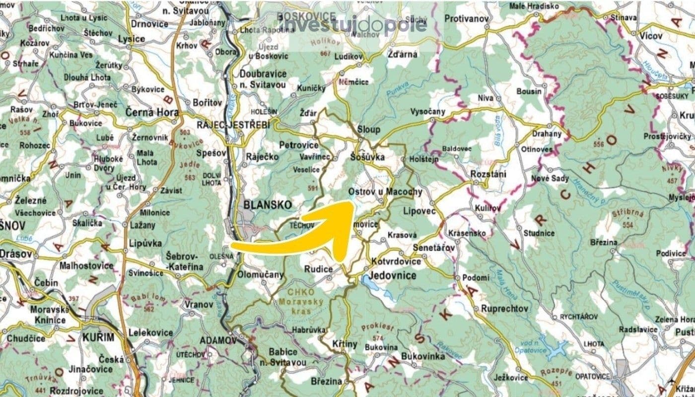 Prodej pozemku 5.599 m², Ostrov u Macochy, Jihomoravský kraj Prodej pozemku 5.599 m², Ostrov u Macochy, Jihomoravský kraj