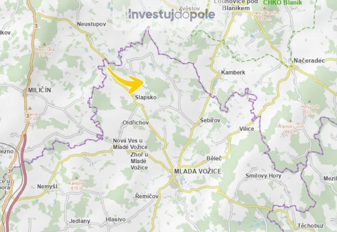 Prodej pozemku 2.628 m², Slapsko, Jihočeský kraj Prodej pozemku 2.628 m², Slapsko, Jihočeský kraj
