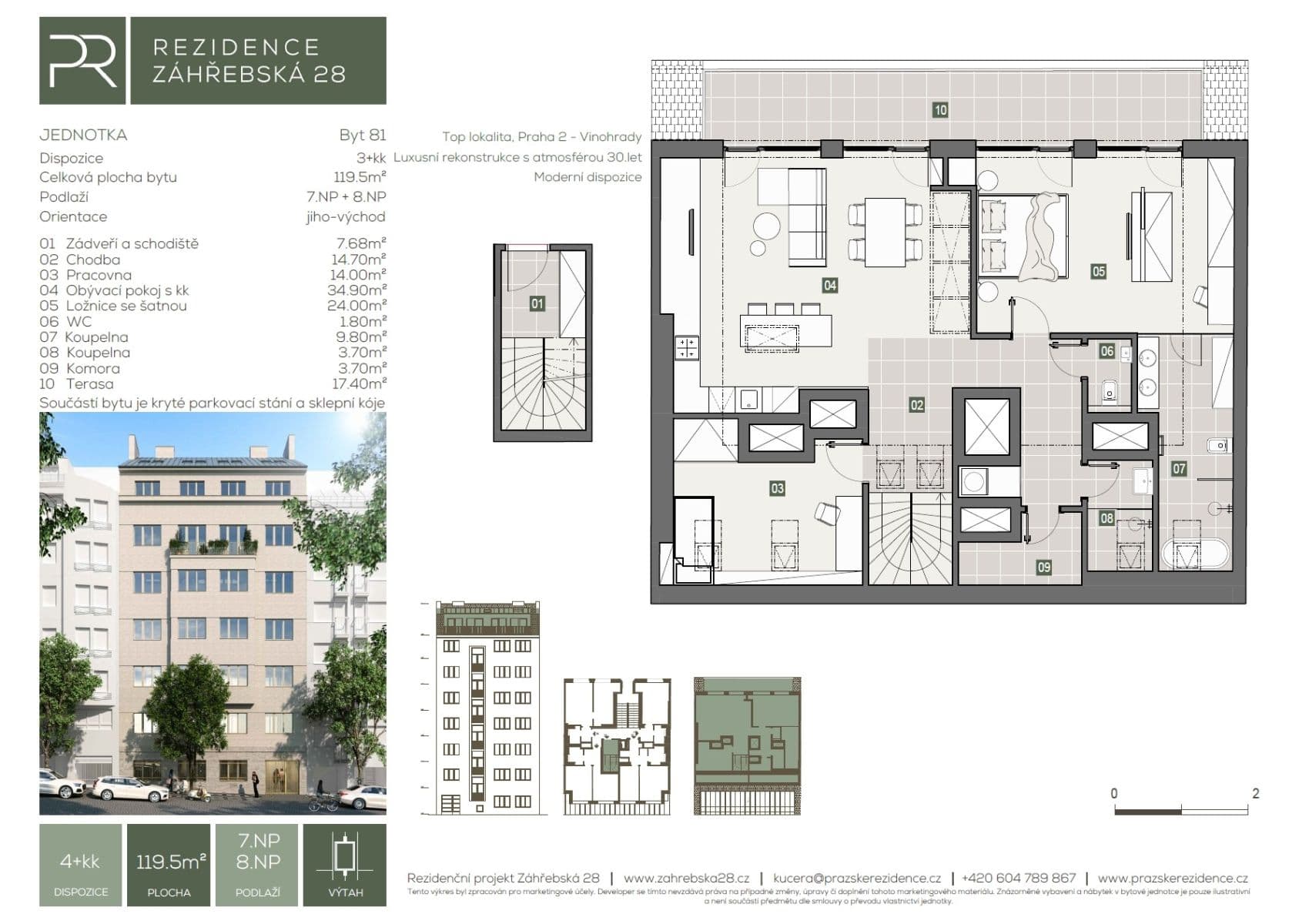 Prodej bytu 4+kk 120 m², Záhřebská, Praha, Praha Prodej bytu 4+kk 120 m², Záhřebská, Praha, Praha
