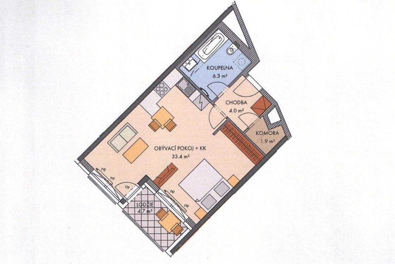 Pronájem bytu 1+kk 47 m², Baarové, Praha, Praha Pronájem bytu 1+kk 47 m², Baarové, Praha, Praha