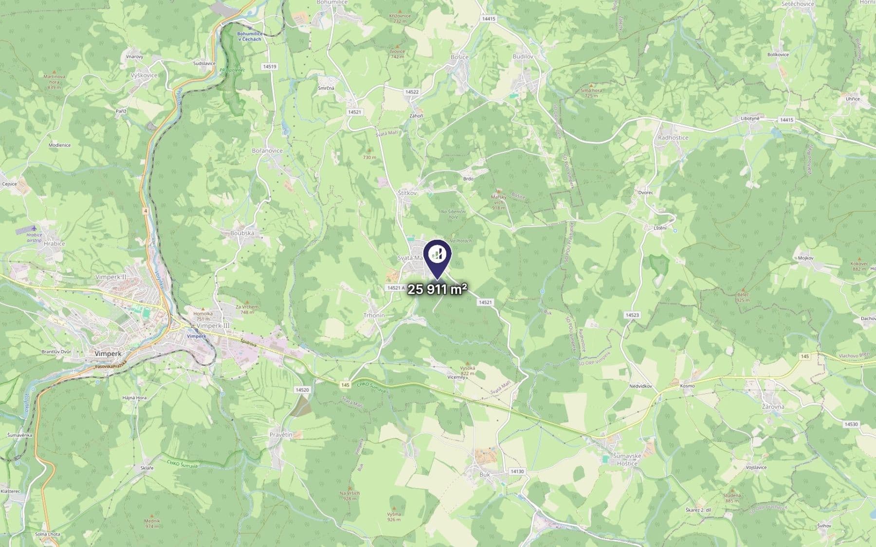 Prodej pozemku 25.911 m², Svatá Maří, Jihočeský kraj Prodej pozemku 25.911 m², Svatá Maří, Jihočeský kraj