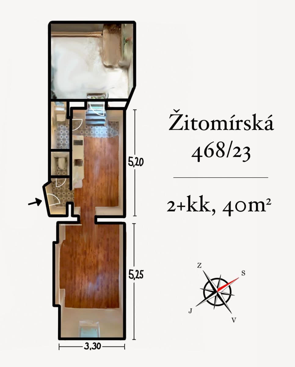 Pronájem bytu 2+kk 40 m², Žitomírská, Praha, Praha Pronájem bytu 2+kk 40 m², Žitomírská, Praha, Praha