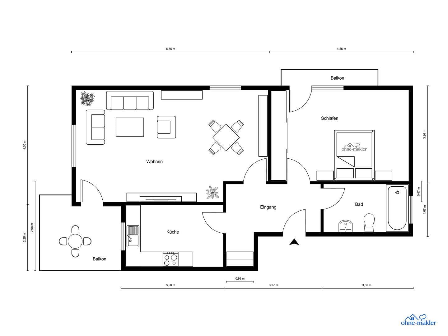 Prodej bytu 2+1 65 m², Bad Rappenau, Bádensko-Württembersko Prodej bytu 2+1 65 m², Bad Rappenau, Bádensko-Württembersko