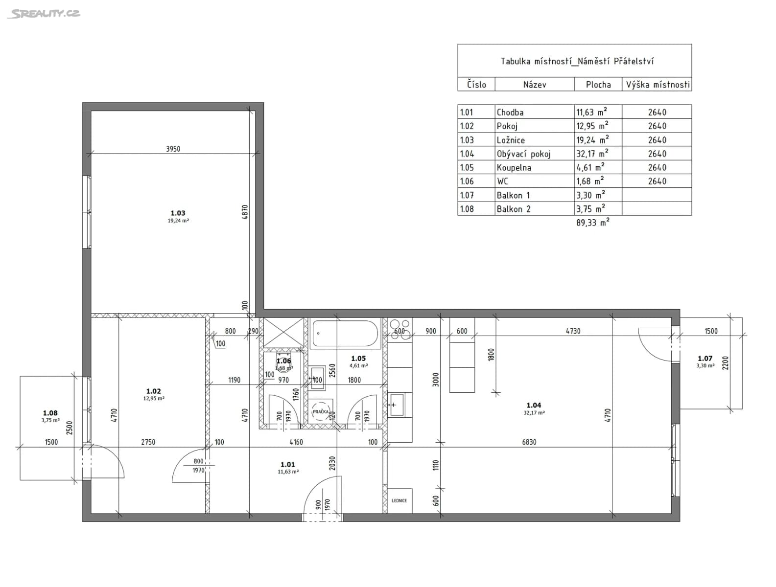 Prodej bytu 3+kk 89 m², náměstí Přátelství, Praha, Praha Prodej bytu 3+kk 89 m², náměstí Přátelství, Praha, Praha