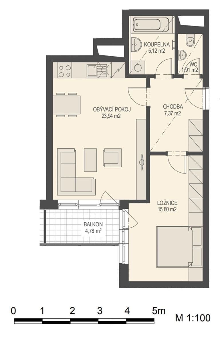 Pronájem bytu 2+kk 59 m², V Mezihoří, Praha, Praha Pronájem bytu 2+kk 59 m², V Mezihoří, Praha, Praha