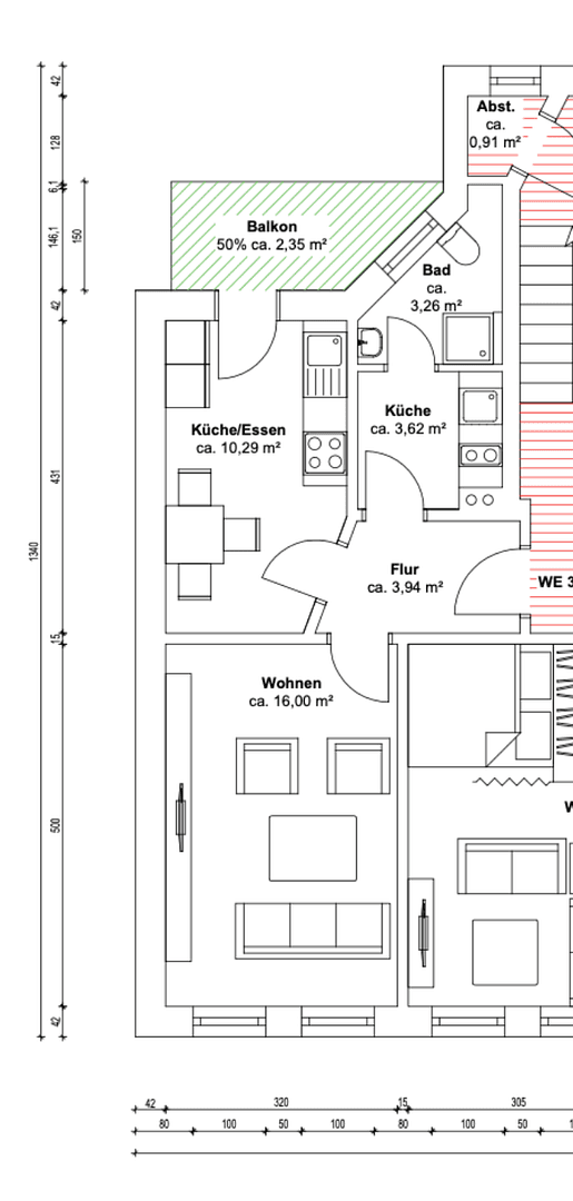 Pronájem bytu 2+1 41 m², Friedrich Engels Straße 2, Schkeuditz, Sasko Pronájem bytu 2+1 41 m², Friedrich Engels Straße 2, Schkeuditz, Sasko