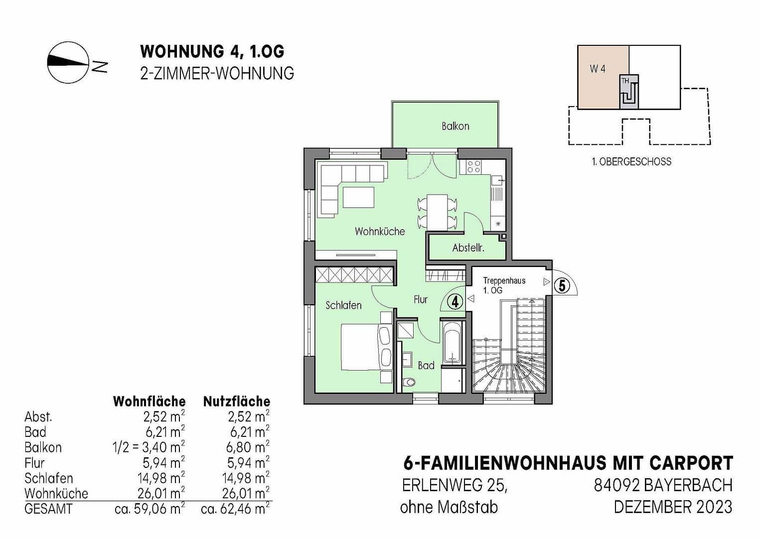 Pronájem bytu 2+1 60 m², Erlenweg 25, Bayerbach bei Ergoldsbach, Bavorsko Pronájem bytu 2+1 60 m², Erlenweg 25, Bayerbach bei Ergoldsbach, Bavorsko