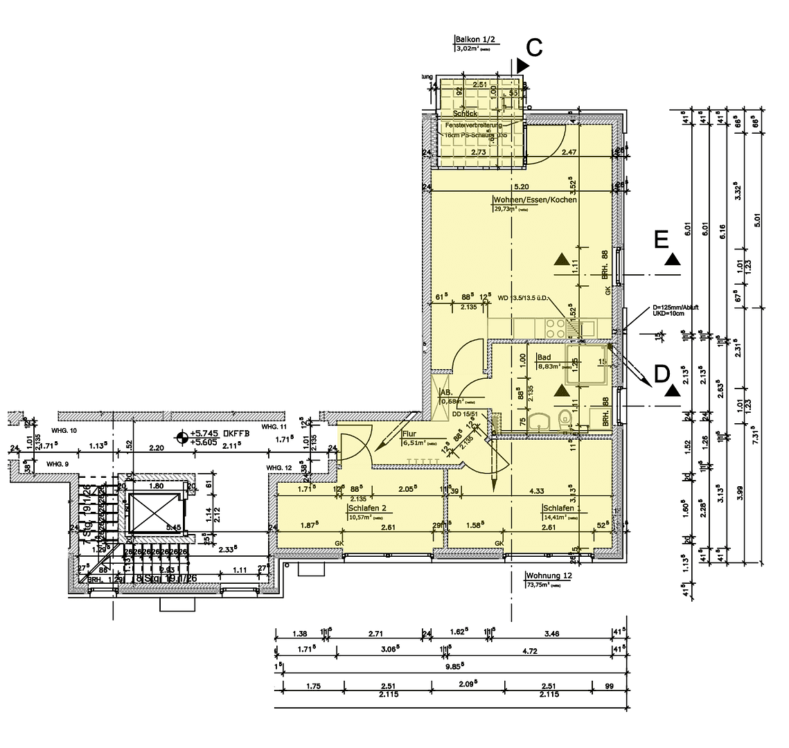 Pronájem bytu 3+1 74 m², Dieckmannstraße 144, Münster, Severní Porýní-Vestfálsko Pronájem bytu 3+1 74 m², Dieckmannstraße 144, Münster, Severní Porýní-Vestfálsko