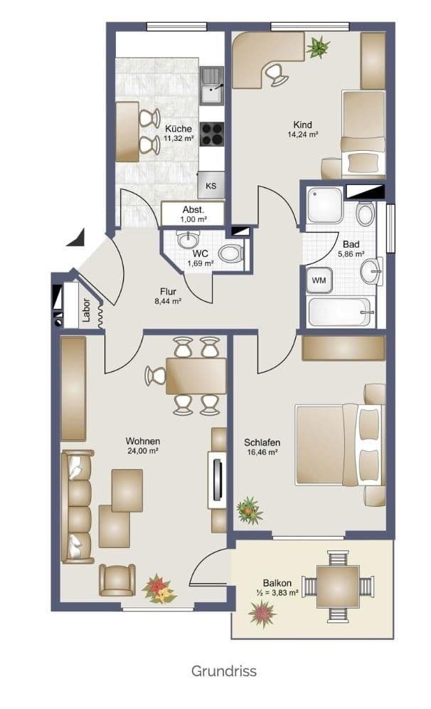 Pronájem bytu 3+1 86 m², Am Kornfeld 3, Schönefeld, Braniborsko Pronájem bytu 3+1 86 m², Am Kornfeld 3, Schönefeld, Braniborsko