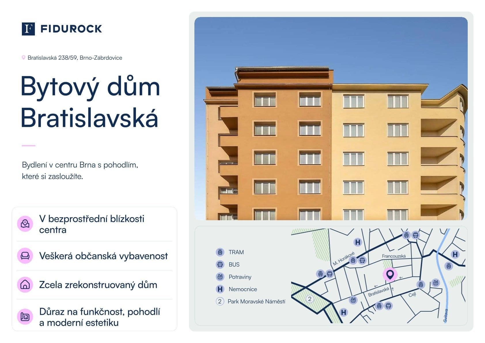Prodej bytu 2+kk 45 m², Bratislavská, Brno, Jihomoravský kraj Prodej bytu 2+kk 45 m², Bratislavská, Brno, Jihomoravský kraj