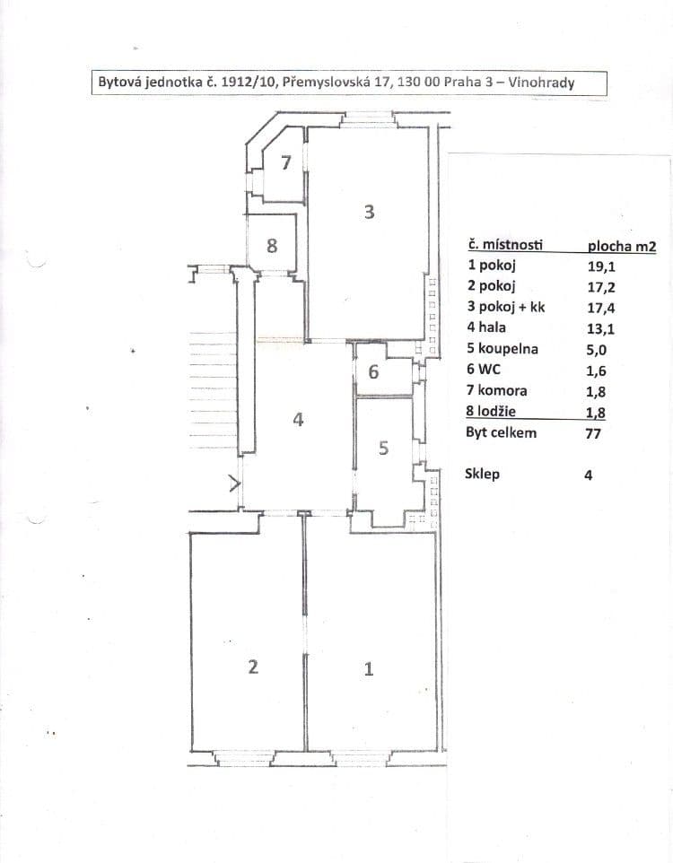 Pronájem bytu 3+kk 77 m², Přemyslovská, Praha, Praha Pronájem bytu 3+kk 77 m², Přemyslovská, Praha, Praha
