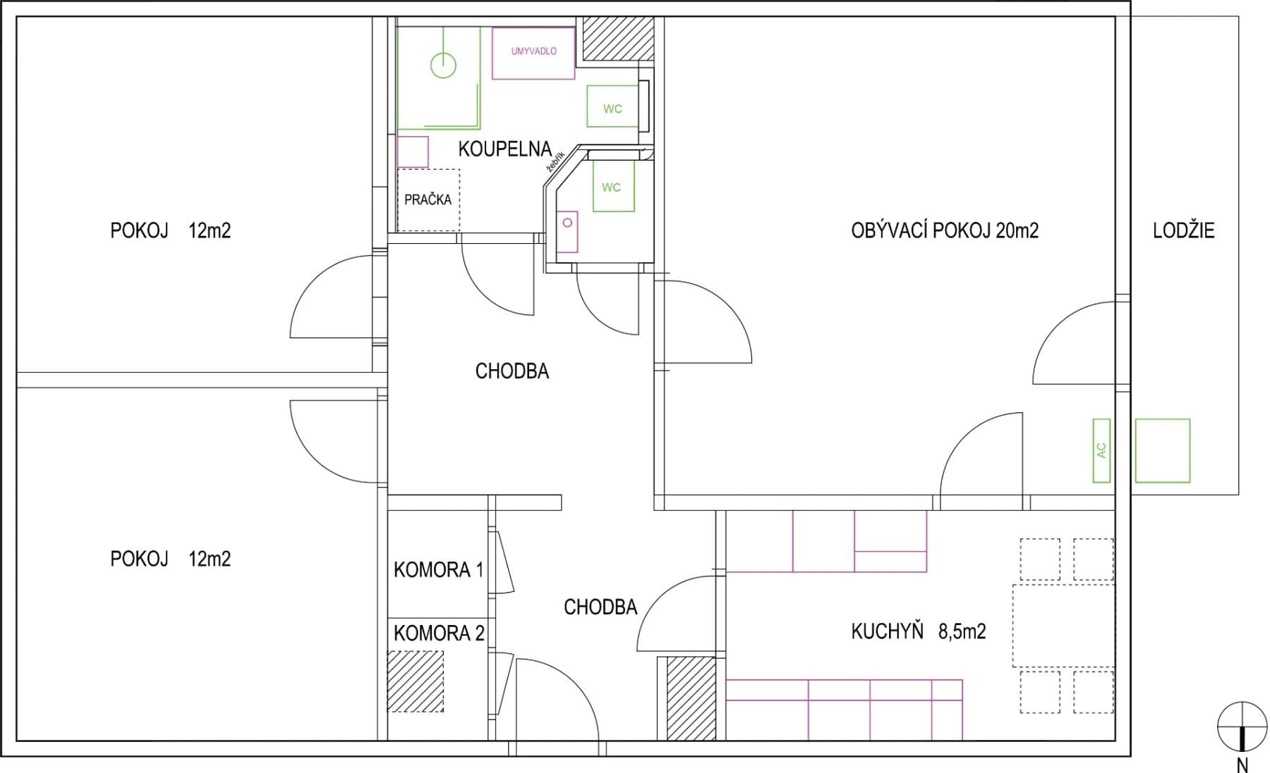Pronájem bytu 3+1 72 m², Vltavská, Brno, Jihomoravský kraj Pronájem bytu 3+1 72 m², Vltavská, Brno, Jihomoravský kraj