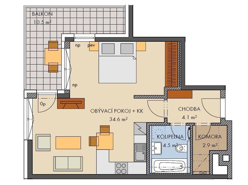 Pronájem bytu 2+kk 48 m², náměstí Olgy Scheinpflugové, Praha, Praha Pronájem bytu 2+kk 48 m², náměstí Olgy Scheinpflugové, Praha, Praha