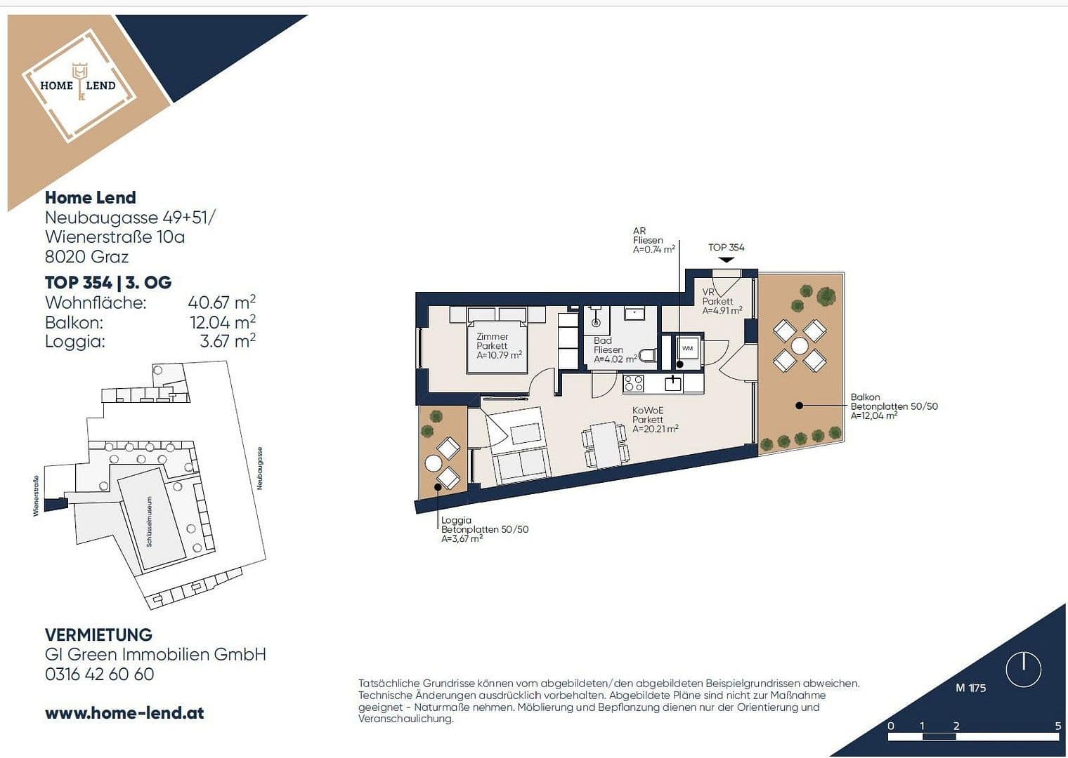 Pronájem bytu 2+1 41 m², Wiener Straße 10a/TOP 12, 8020 Graz,04.Bez.:Lend, Štýrsko Pronájem bytu 2+1 41 m², Wiener Straße 10a/TOP 12, 8020 Graz,04.Bez.:Lend, Štýrsko