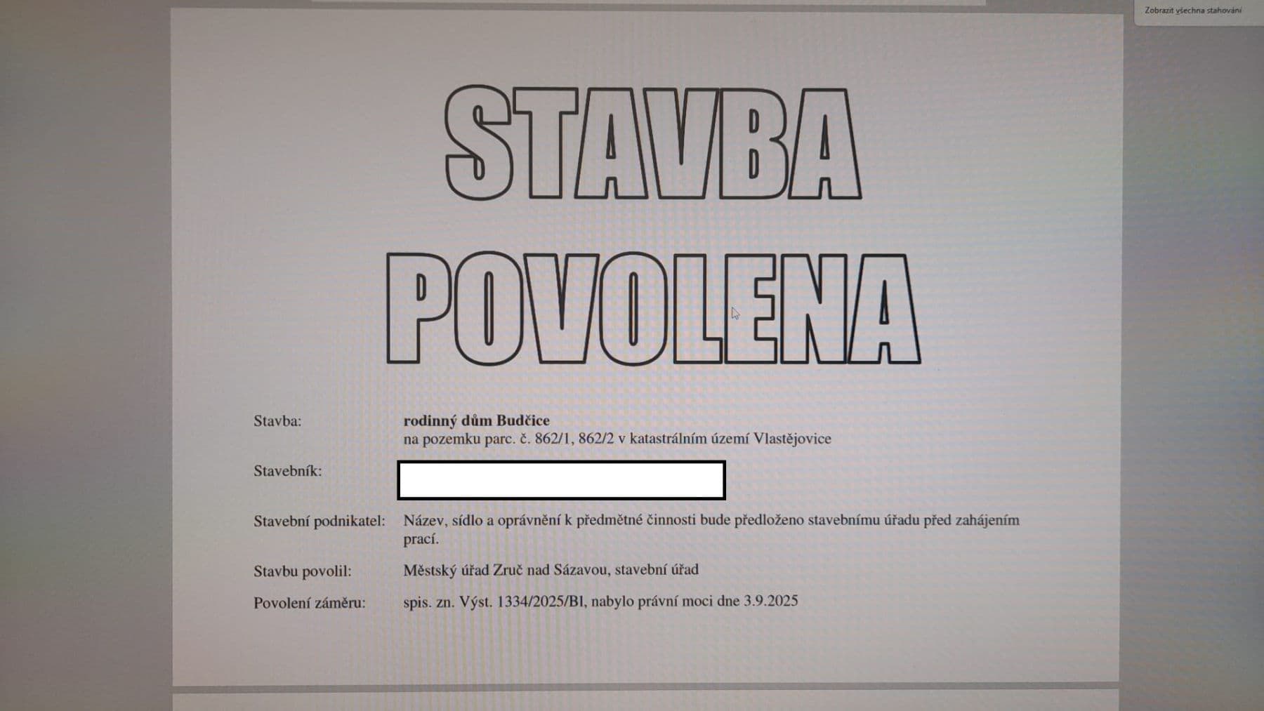 Prodej pozemku 862 m², Vlastějovice, Středočeský kraj Prodej pozemku 862 m², Vlastějovice, Středočeský kraj