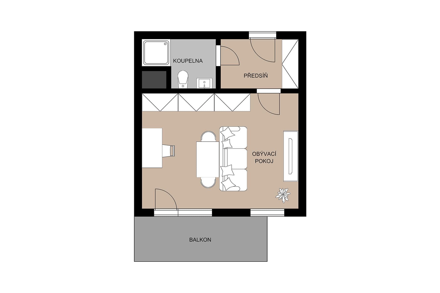 Prodej bytu 1+kk 33 m², Naskové, Praha, Praha Prodej bytu 1+kk 33 m², Naskové, Praha, Praha