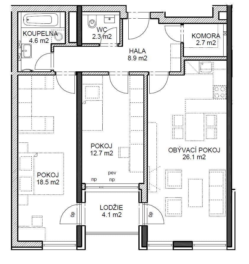 Pronájem bytu 3+kk 76 m², Zakšínská, Praha, Praha Pronájem bytu 3+kk 76 m², Zakšínská, Praha, Praha