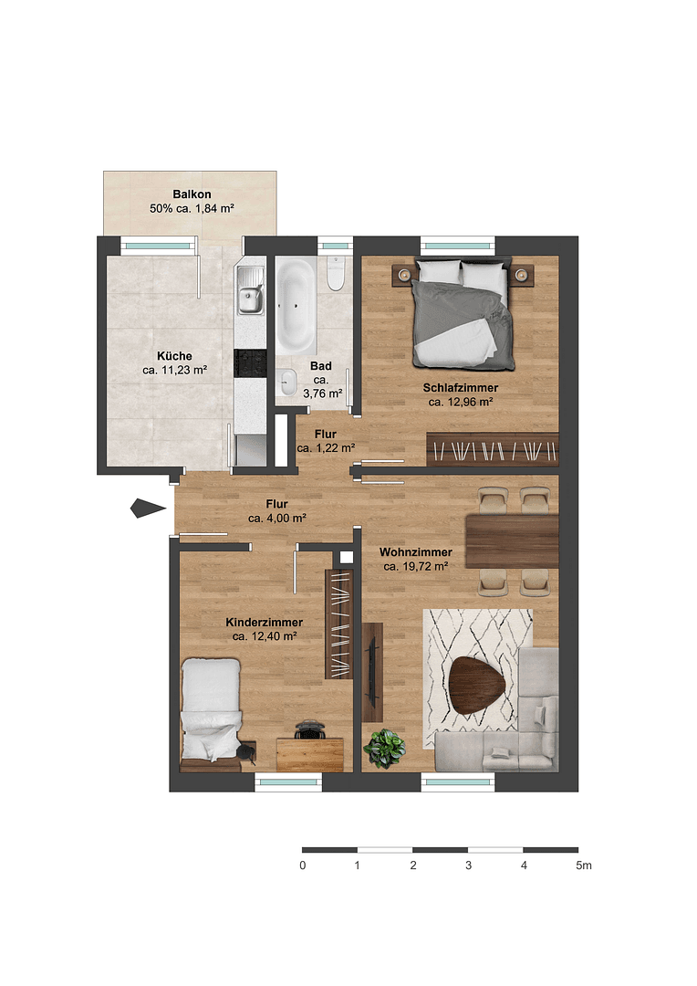 Prodej bytu 3+1 66 m², Münster, Severní Porýní-Vestfálsko Prodej bytu 3+1 66 m², Münster, Severní Porýní-Vestfálsko