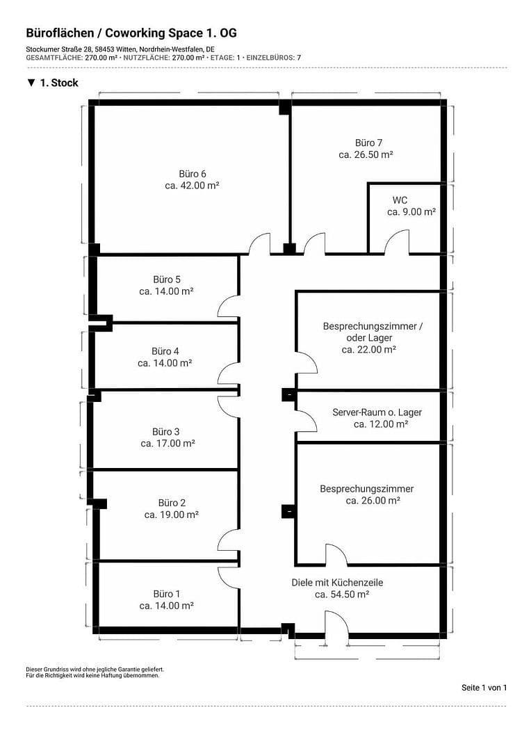 Pronájem kanceláře 270 m², Stockumer Straße 28, Witten, Severní Porýní-Vestfálsko Pronájem kanceláře 270 m², Stockumer Straße 28, Witten, Severní Porýní-Vestfálsko