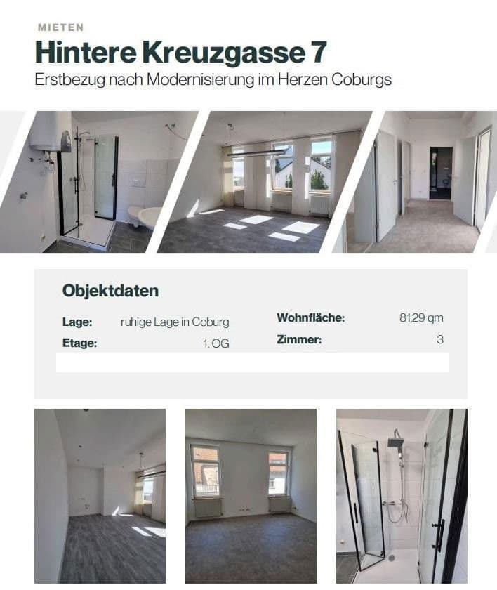 Pronájem bytu 3+1 82 m², Hintere Kreuzgasse 7, Coburg, Bavorsko Pronájem bytu 3+1 82 m², Hintere Kreuzgasse 7, Coburg, Bavorsko