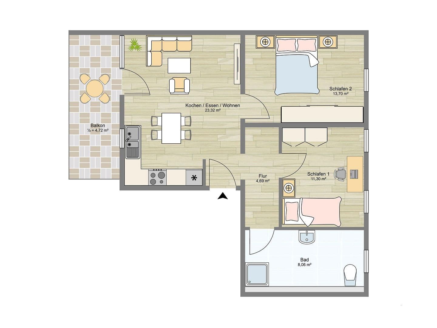 Pronájem bytu 3+1 67 m², Bebrastraße 17, Sondershausen, Durynsko Pronájem bytu 3+1 67 m², Bebrastraße 17, Sondershausen, Durynsko