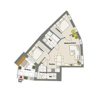 Pronájem bytu 3+1 60 m², Sieveringer Straße 221, Wien, Wien Pronájem bytu 3+1 60 m², Sieveringer Straße 221, Wien, Wien