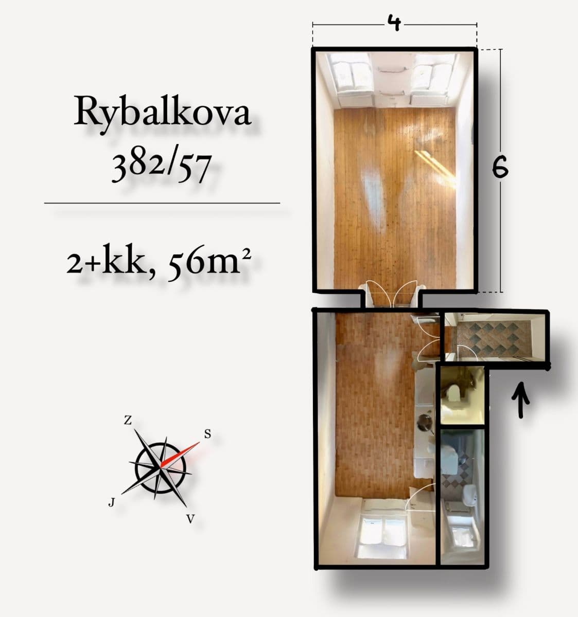 Pronájem bytu 2+kk 56 m², Rybalkova, Praha, Praha Pronájem bytu 2+kk 56 m², Rybalkova, Praha, Praha