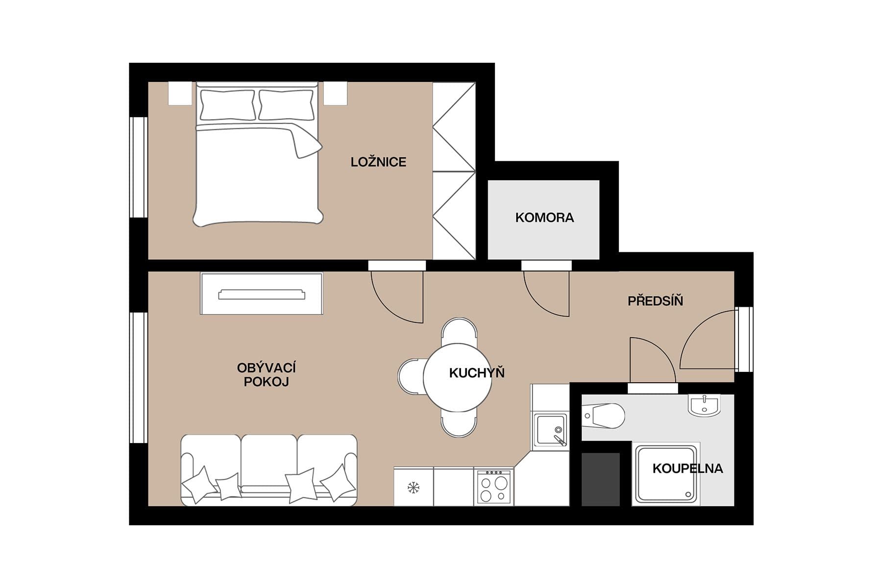 Prodej bytu 2+kk 41 m², Semická, Praha, Praha Prodej bytu 2+kk 41 m², Semická, Praha, Praha
