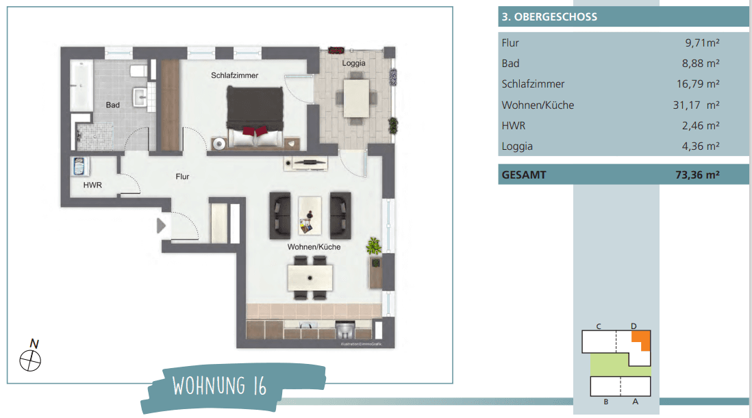 Pronájem bytu 2+1 74 m², Gotenweg 4, Braunschweig, Dolní Sasko Pronájem bytu 2+1 74 m², Gotenweg 4, Braunschweig, Dolní Sasko