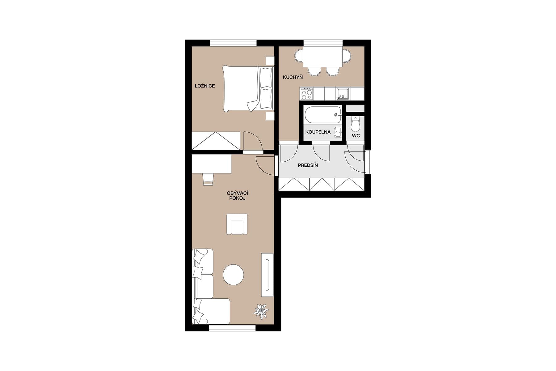Prodej bytu 2+1 57 m², Na Petřinách, Praha, Praha Prodej bytu 2+1 57 m², Na Petřinách, Praha, Praha