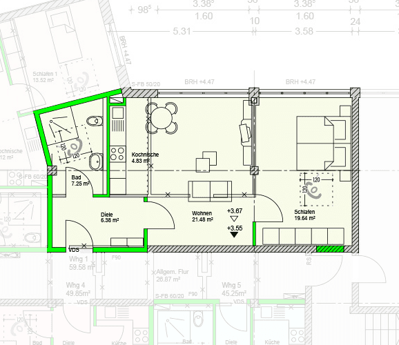 Pronájem bytu 2+1 55 m², Äußere Leipziger Straße 23a, Schkeuditz, Sasko Pronájem bytu 2+1 55 m², Äußere Leipziger Straße 23a, Schkeuditz, Sasko