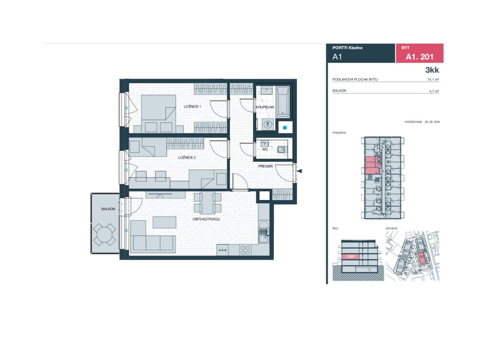 Prodej bytu 3+kk 74 m², Ke stadionu, Kladno, Středočeský kraj Prodej bytu 3+kk 74 m², Ke stadionu, Kladno, Středočeský kraj