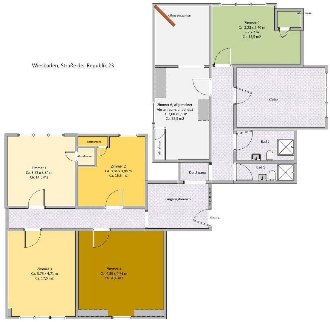 Pronájem bytu 15 m², Straße der Republik 23, Wiesbaden, Hessen Pronájem bytu 15 m², Straße der Republik 23, Wiesbaden, Hessen