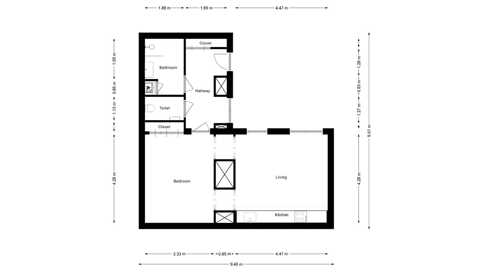 Pronájem bytu 2+kk 55 m², Prvního pluku, Praha, Praha Pronájem bytu 2+kk 55 m², Prvního pluku, Praha, Praha