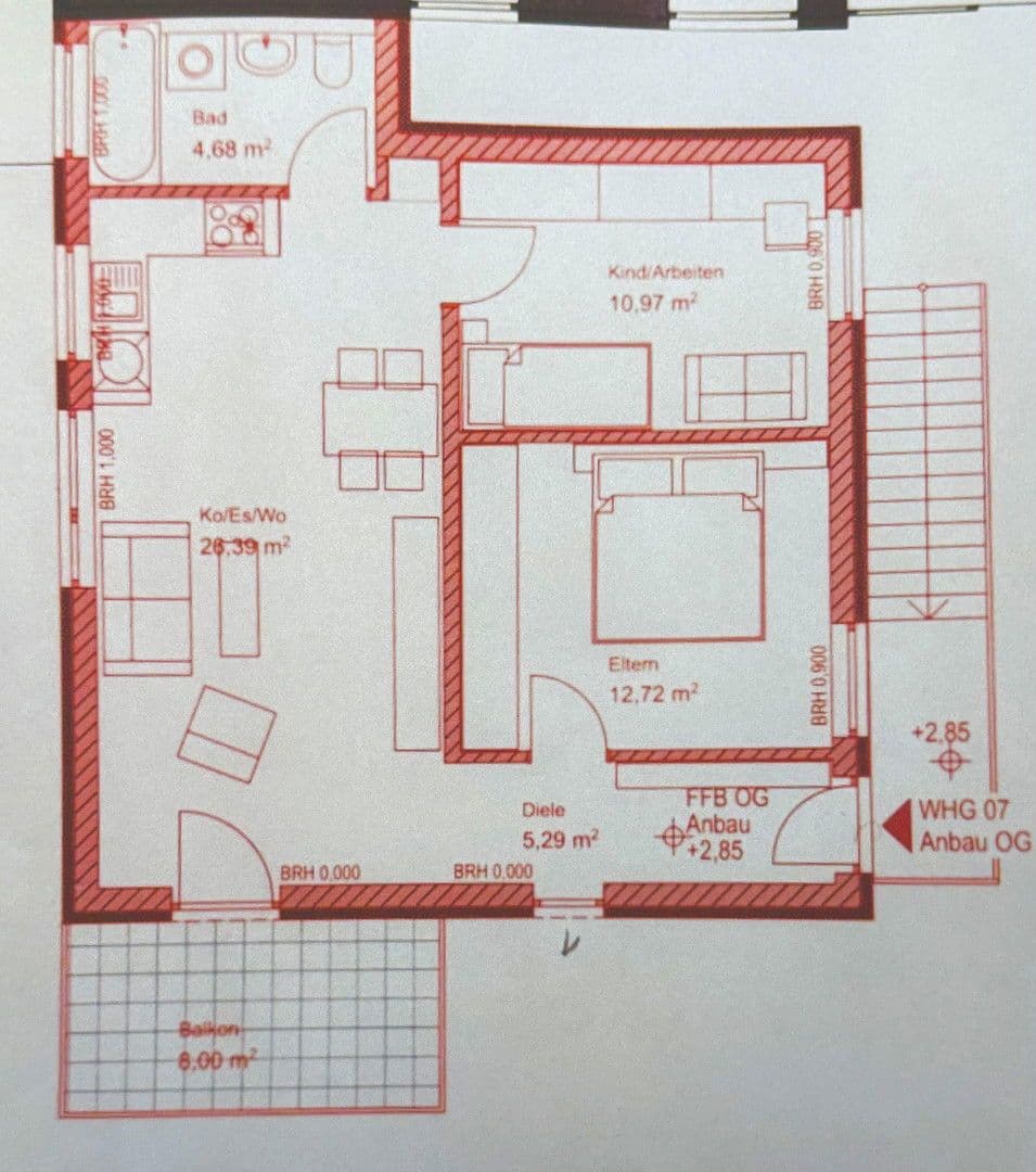 Pronájem bytu 3+1 65 m², Landstraße 61, Hemsbach, Bádensko-Württembersko Pronájem bytu 3+1 65 m², Landstraße 61, Hemsbach, Bádensko-Württembersko