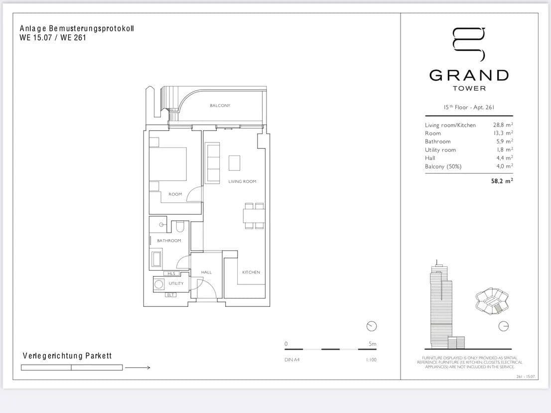 Pronájem bytu 2+1 59 m², Europa-Allee 2, Frankfurt am Main, Hessen Pronájem bytu 2+1 59 m², Europa-Allee 2, Frankfurt am Main, Hessen
